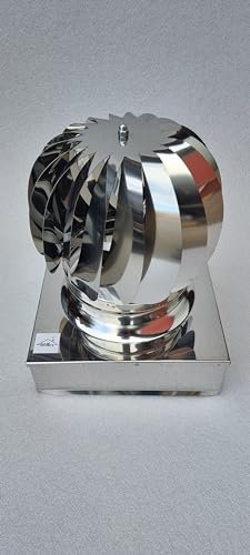 UTILFER Aspiratore Fumi Girevole Inox Base Quadra Eolico Testa Camino - 37 cm x 37 cm