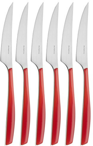 BUGATTI GL3U-021F06/6 Glamour Ménagère de 6 Pièces Couteau Dessert SAN/Acier Rouge 16 x 26 x 3 cm