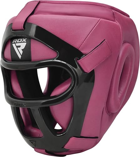 RDX Casque de Boxe MMA Entraînement, Maya Hide Cuir Head Guard, Grille Amovible Muay Thai Sparring Arts Martiaux Kickboxing Combat Visage Oreille Nez Protecteur Garde La Tête, Homme Femme
