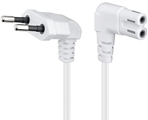 Goobay - Cable CEE 7/16 / IEC 60320 C7, 1 m, Color blanco