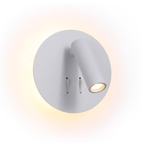 Barcelona LED Applique da Parete - Faretto Orientabile 3W + Illuminazione Perimetrale 6W, Luce Bianco Caldo, Design Moderno in Alluminio,Applique da Interno per Soggiorno, Camera da Letto, Bagno
