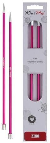 KnitPro Agujas Zing de una Sola Punta de 25 cm | 5 mm