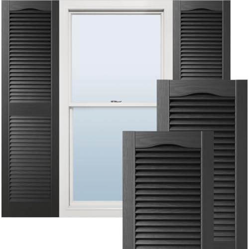 Ekena Millwork Lifetime Vinyl LL1S14X03900BL Standard Cathedral Top Center Mullion, Open Louver Vinile Persiane, w/Installazione Shutter-Lok & Viti corrispondenti (per coppia), 36,5 cm L x 99,9 cm H,