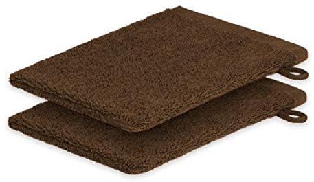 EXKLUSIV HEIMTEXTIL 2X Waschhandschuh 15 x 21 cm Schokobraun 500 g