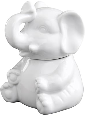 HIC Kitchen Elephant Sugar Bowl, Fine Porcelain, 8-Ounce, For Serving Sugar, Sweeteners, Honey, And Condiments