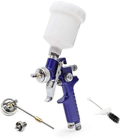 WilTec Pistolet à Peinture Professionnel H2000P – HVLP – avec buse de 0,5/0,8 mm et Godet de 125 ML – Aérographie, Tanning, Tatouage, Nail Art, Manucure
