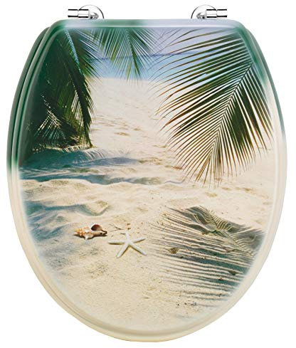 Cornat WC-Sitz Palmen am Strand - Ansprechendes Design - Hochwertiger Holzkern - Komfortables Sitzgefühl / Toilettensitz / Klodeckel / KSD531