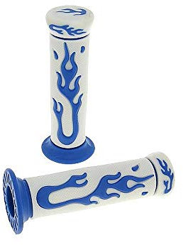 Universal Lenkergriffe Griffe Flame weiß blau Roller Scooter Motorrad für 22mm Lenker 128mm Länge