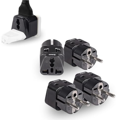 OREI European Adapter Plug, Travel Adaptor for Europe Schuko Countries 2 in 1, for Germany France Iceland Netherlands Russa Greece Spain - Safe Grounded Connection - Universal Socket - 4 Pack