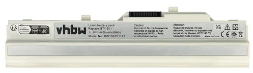 BATERIA DE REEMPLAZO para Laptop Netbook Notebook MSI U100 U 100 90 U90 Wind etc., 4400mAh, 11.1V, Color Blanco