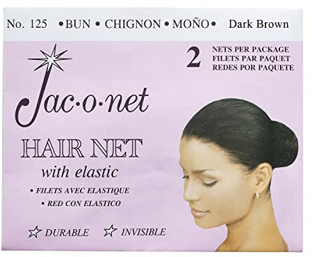 Jac-O-Net Tiny Mesh Hair Net - Chignon Bun Size, Dark Brown, 2 Nets Per Pack [1 Pack]