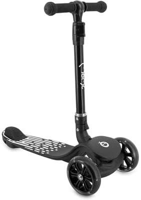 Monopattino bambini 3 ruote MoMi SAN 2 in 1, manubrio regolabile (60/66/72 cm), pieghevole, ruote LED con cuscinetti ABEC-7, freno a pedale, leggero 2,7 kg