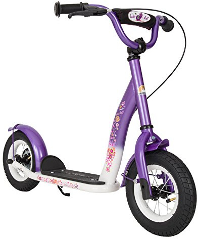 BIKESTAR Roller Kinderroller Tretroller Kickscooter mit Luftreifen für Mädchen ab 4-5 Jahre | 10 Zoll Classic Kinder Scooter | Lila & Weiß | Risikofrei Testen