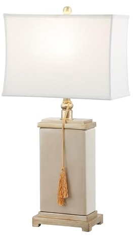 SAFAVIEH Lighting Collection Amiliana Cream Tassel 30-inch Bedroom Living Room Home Office Desk Nightstand Table Lamp (LED Bulb Included)