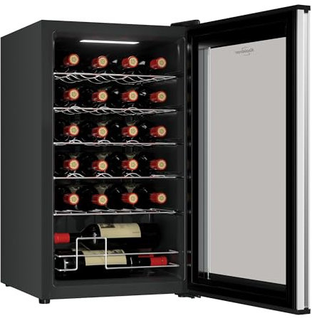 Koolatron 24 Bottle Wine Fridge – Freestanding Wine Cooler with Glass Door, 2.4 cu. ft (68 L), Beverage Can Refrigerator, Digital Temperature Control, Ideal for Red, White, Sparkling Wine, Champagne