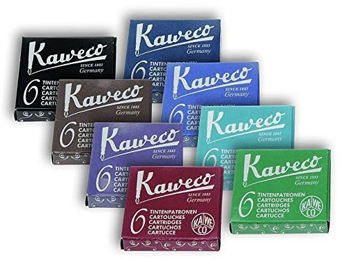 Kaweco Fountain Pen Ink Cartridges Short, 8 Colors, 8 x 6 Pieces