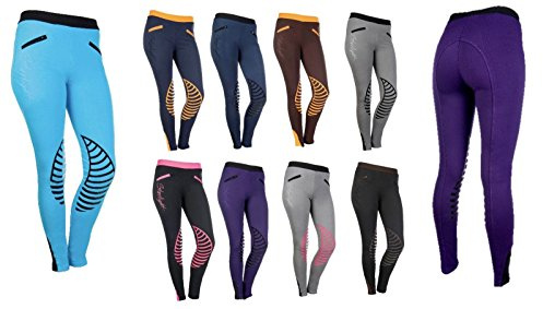 HKM 9228, Reitleggings Starlight, Pantalones de Equitación para Mujer, Turquesa (Türkis/Schwarz), 158/164