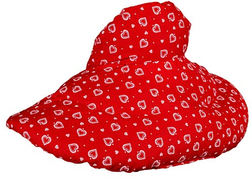 Nackenhörnchen mit Stehkragen Herzen-rot - Traubenkernkissen - Nackenkissen Wärmekissen - Nacken-Heizkissen für Mikrowelle und Backofen