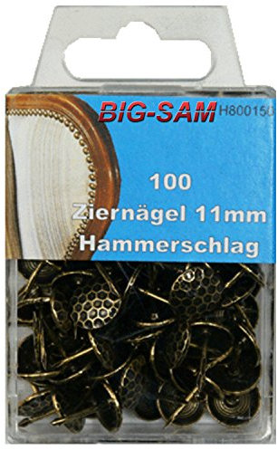 BIG-SAM - Ziernägel - Vintage Polsternägel - 15, 25 oder 100 Stück - (100 Stück, Hammerschlag)