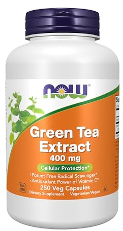 NOW Foods Supplements, Green Tea Extract 400 mg with Vitamin C for Dietary, Cellular Protection*, 250 Veg Capsules