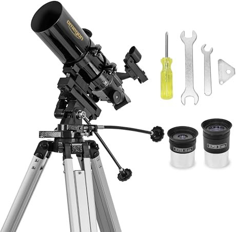 Omegon Teleskop AC 80/400 AZ-3 | Kompaktes Refraktor-Teleskop | 80mm Öffnung | 400mm Brennweite | Leichte AZ-3 Montierung | Perfekt für Mond- und Naturbeobachtungen | Einsteigerfreundlich