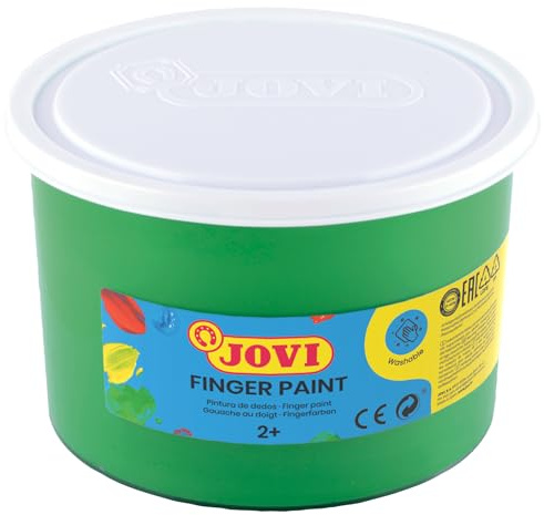 Jovi - Finger Paint, Fingerfärg, 500 ml, Färg Grön, 100% tvättbar, Baserad på naturliga ingredienser, Glutenfri (56117)