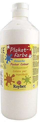 RAYHER 38566102 Plakatfarbe, Flasche 500 ml, weiß