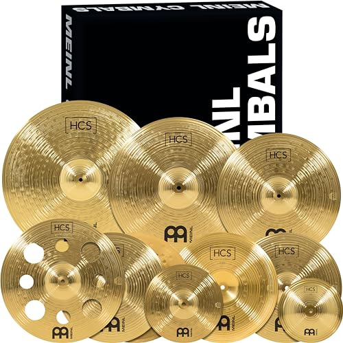 HCS Ultimate Cymbal Set Box Pack for Drums with Hihats, Ride, Crashes, China, Splash, Bell and FREE 16” Trash Crash — MADE IN GERMANY — Durable Brass, 2-YEAR WARRANTY