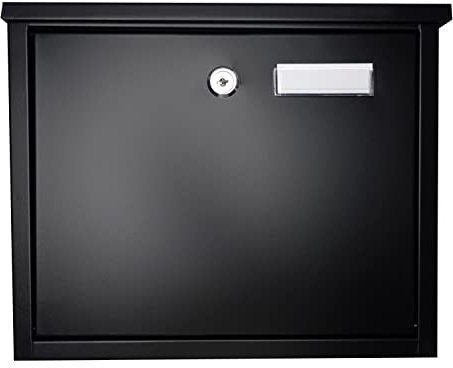 FURNISHED Buzón de Pared de Acero, aleado, Negro, 30.5 x 11 x 25 cm