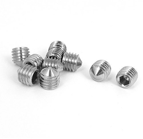 sourcing map Vis Pointeau Conique pour Poignée de Porte Vis Sans Tête Hexagonale M10x10mm acier inoxydable 304 10pcs