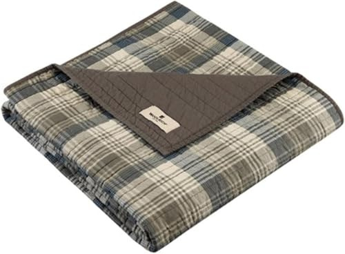 Woolrich Luxury Quilted Throw - Cabin Lifestyle, Patchwork with Moose Design All Season, Lightweight and Breathable Cozy Bedding Layer Throws for Couch Sofa, 50 W x 70 L, Tasha Taupe