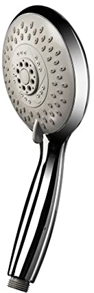 Croydex Contour Four Function Large Shower Head - Chrome 125mm Diameter, Multi-Function Shower Handset with Saturating, Massage, Bubbling Sprays, Easy-Clean, Eco Water Saving Feature