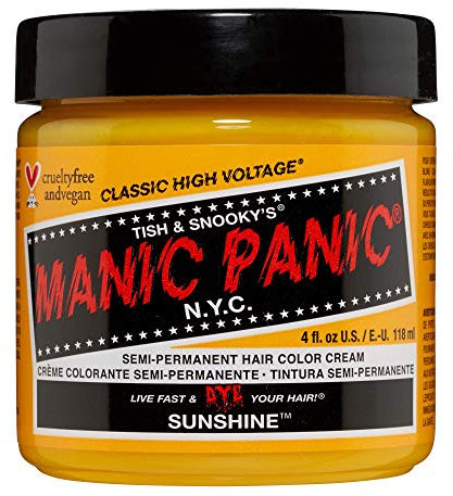 Manic Panic Sunshine Classic Creme, tinte para el cabello semipermanente amarillo, vegano y libre de crueldad animal, 118 ml