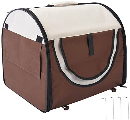 PawHut - Bolsa de Transporte para Perro, Plegable, para Perro, Caja de Transporte, Gato, Transpirable, con cojín de Cordero extraíble, 61 x 46 x 51 cm