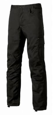 U-Power Pantalon de travail pour homme, pantalon cargo à taille élastique, avec poches genouillères, multi_poches, tissu confortable, vêtement extérieur résistant et durable (Black Carbon 46)