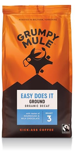 Grumpy Mule Easy Does It Swiss Water Organic (Decaf Ground Coffee) with notes of Milk Chocolate 200g