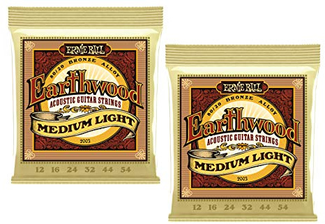 Ernie Ball Earthwood 2003 medium ljus akustisk gitarr strängar 12-54 tvåpack