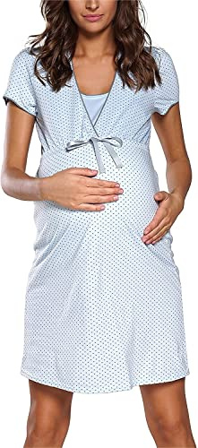 Italian Fashion Camicia da Notte Parto Ospedale | Vestaglia Donna Ospedale | Camicia da Notte Parto | Pigiama Premaman Leggero e Confortevole | Vestiti Premaman S-XXL