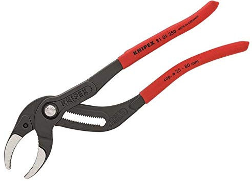 Knipex Pince pour siphons et connecteurs noire atramentisée, gainées en plastique antidérapant 250 mm (carte LS/blister) 81 01 250 SB