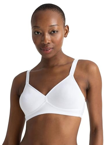 Dorina Daniela D1081A Women's Unlined Non-Wired Bralette Light Thin Bra for Large Sizes, Ivory Black, White (White A00), 38DD