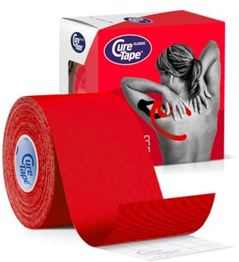 CureTape® Kinesiotapes | Wasserfestes & Elastisches Kinesiologie Tape | Hautfreundliche Kinesiotape | Latexfrei & Hypoallergen | Sporttape für Verletzungen & Beschwerden | 5cm x 5m | Rot