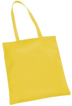 eBuyGB Pack of 5 Plain Reusable Shopping Bags, Cotton Tote Bags, Shopper Shoulder Bags Canvas Grocery Bag, Yellow - 40cm x 36cm