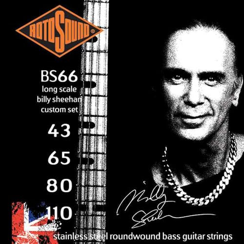 Rotosound Edelstahlsaiten Billy Sheehan für E-Bass, Runddraht, Stärke 43 65 80 110