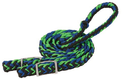 Weaver Leather Zügel aus geflochtenem Nylon, Limettengrün/Blau/Schwarz, 1,27 x 2,3 m
