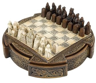 Isle of Lewis Compact Celtic Chess Set 9 Inches