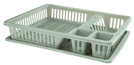 GALICJA Molly - Scolapiatti in plastica, con due scomparti aggiuntivi, 38,5 x 30,5 x 7,5 cm