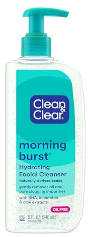 Clean & Clear Morning Burst Hydrating Facial Cleanser with BHA, Cucumber & Aloe Extracts, Refreshing Face Wash for Soft, Smooth & Clear Skin, 8 fl. oz