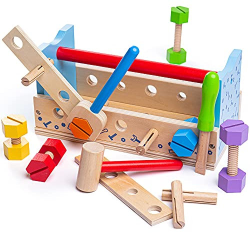 Bigjigs Toys My Wooden Workbench with Tools - Construction for Kids