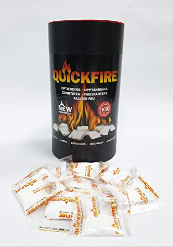 Quickfire 200 tändare eldstad tändare grilltändare ugnsändare tändare för eldstäder, eldstadspis, tändpåse + gratis 1 st Rotthues tändare
