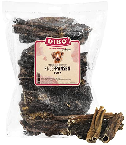 DIBO Rinderpansen, 500g, der kleine Naturkau-Snack oder Leckerli für Zwischendurch, Hundefutter, Qualitätskauartikel ohne Chemie